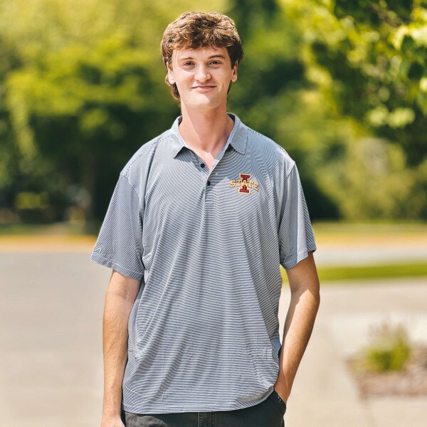 Antigua I-State Black and White Twine Polo